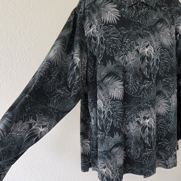 TOMMY BAHAMA Big And Tall Silk Luminescent Fronds Long Sleeve Shirt  size XXL - Picture 5 of 16